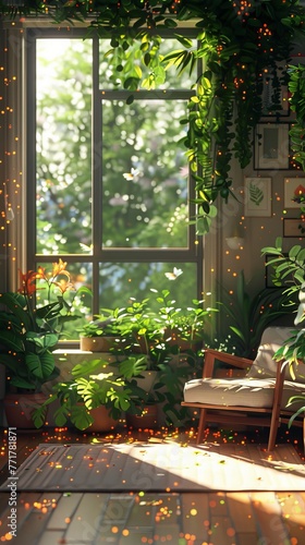 Well-Furnished Living Room With Abundant Windows