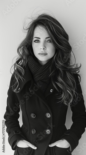 Woman in Brown Jacket and White Scarf