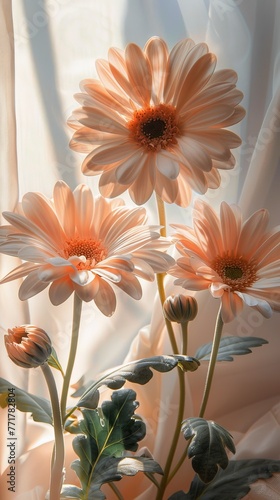 Cluster of Orange Flowers on Table