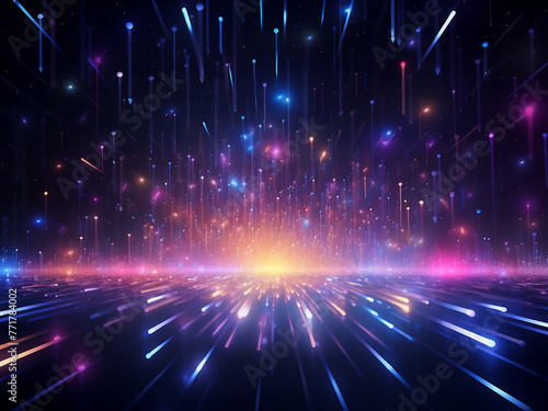 Cosmic rays cast a luminous glow across the cosmos. AI Generation.