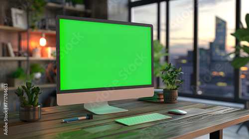Green screen monitor at office
