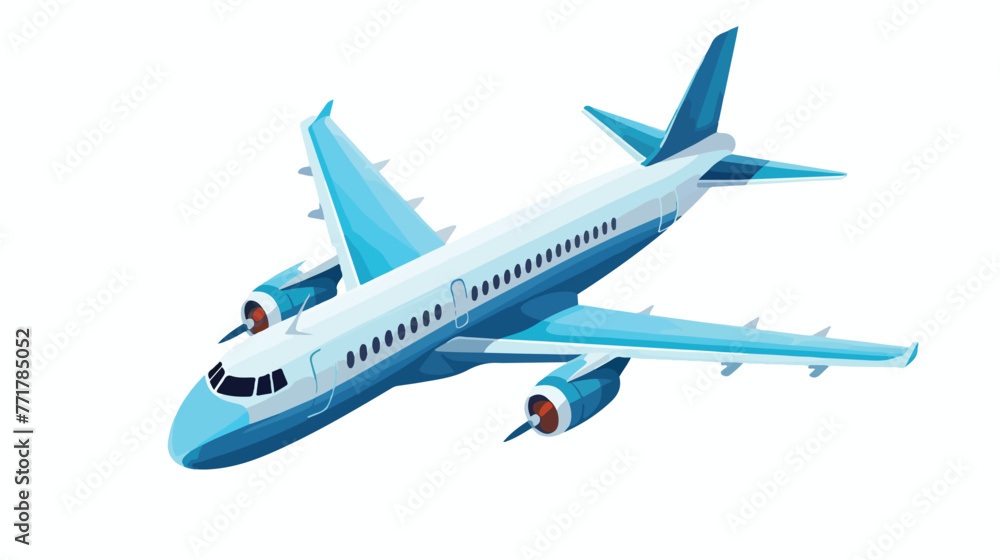 Airplane topview symbol flat cartoon vactor illustr