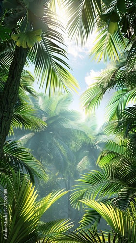 Green Leaves on Black Background