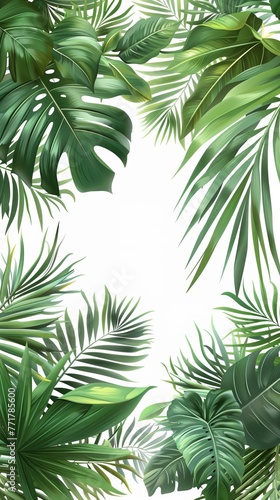 Cluster of Green Leaves on Dark Background