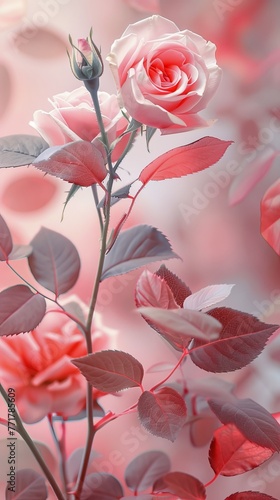 Bunch of Pink Roses on Pink Background
