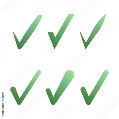A set of green checkmarks, for use in graphic design