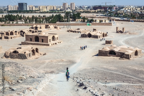 Ruins around Dakhma - Tower of Silence, ancient structure built by Zoroastrians in Yazd, Iran photo