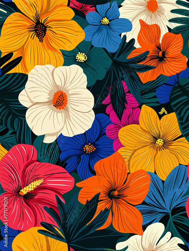 beautiful flowers, seamless pattern