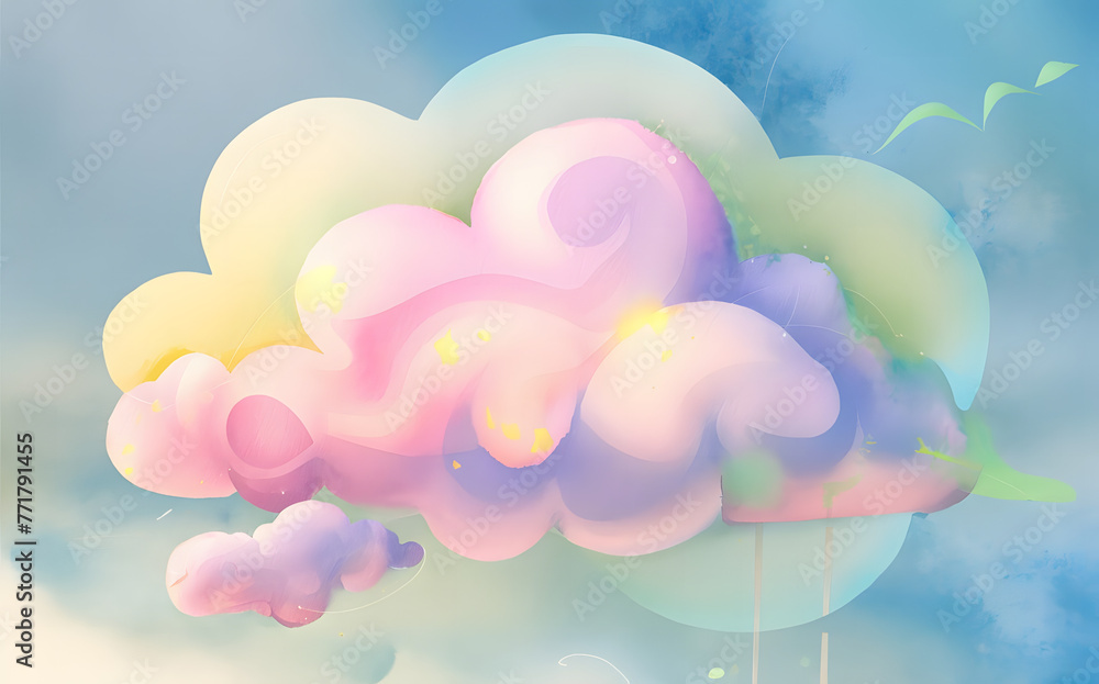 watercolor cloud with pastel colour