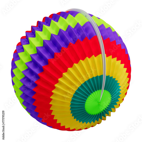 Colorful 3D Paper Balloon for Brazilian S  o Jo  o June Festival Composition with Transparent Background