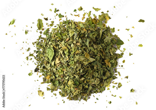  Organic Moringa green tea isolated on white, top view