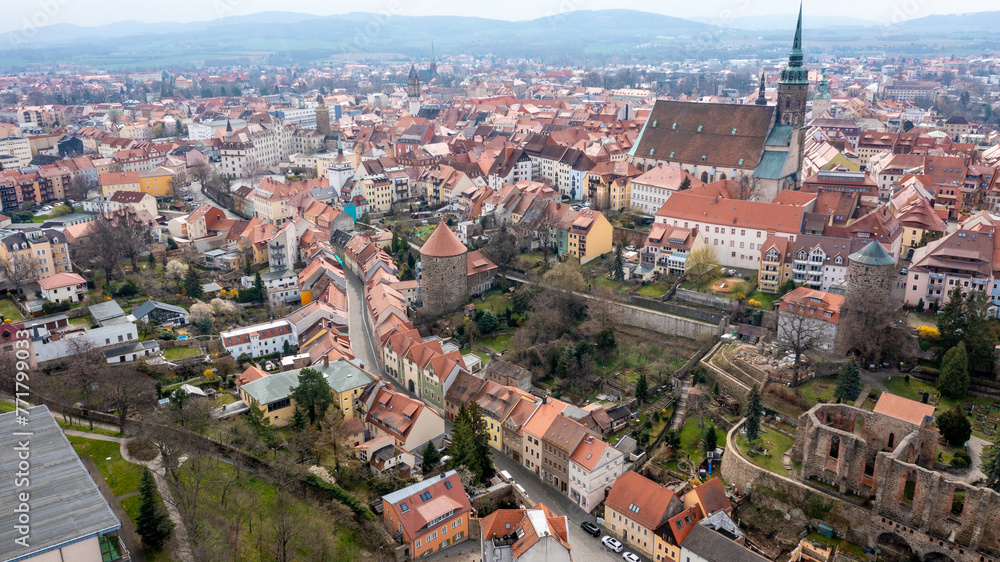 Aerial View of Bautzen Historic Townscape and Architecture