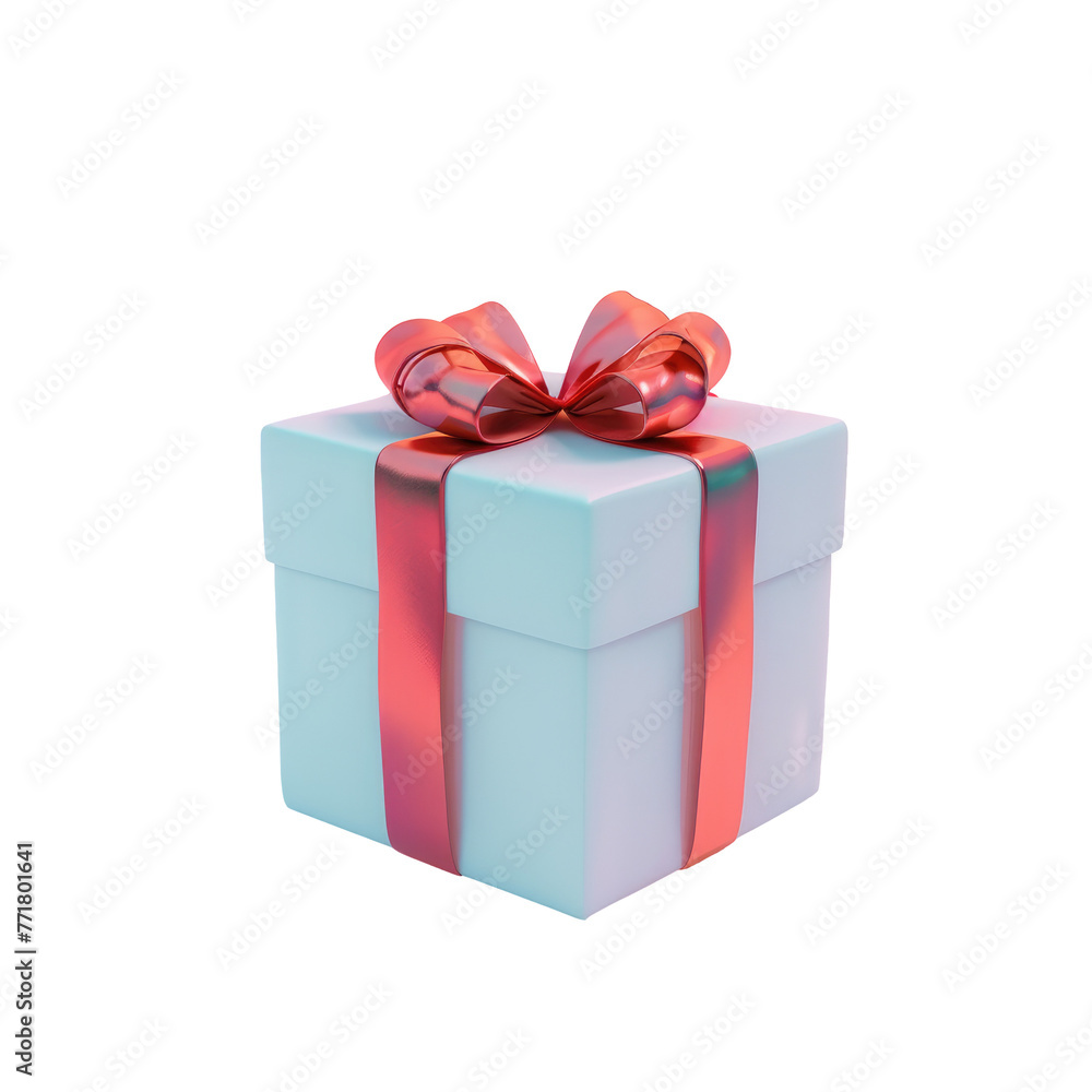 A white gift box with a red ribbon and bow on a transparent background A white gift box with a red ribbon and bow on a transparent background