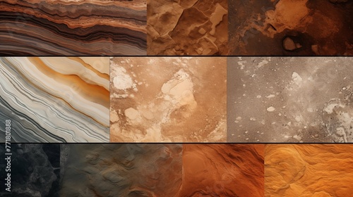 A collage of different natural Earth textures mixed in beautiful abstract background.