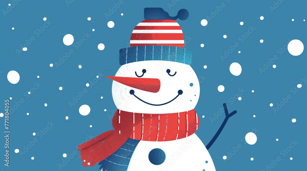 Naklejka premium snowman with christmas tree