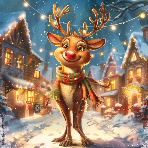  A reindeer standing upright in a human-like posture