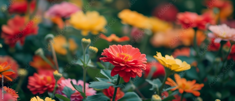 Background of colorful blossoming flowers with gentle petals and pleasant aroma growing in garden