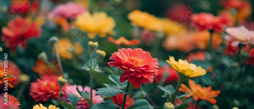 Background of colorful blossoming flowers with gentle petals and pleasant aroma growing in garden © hardqor4ik