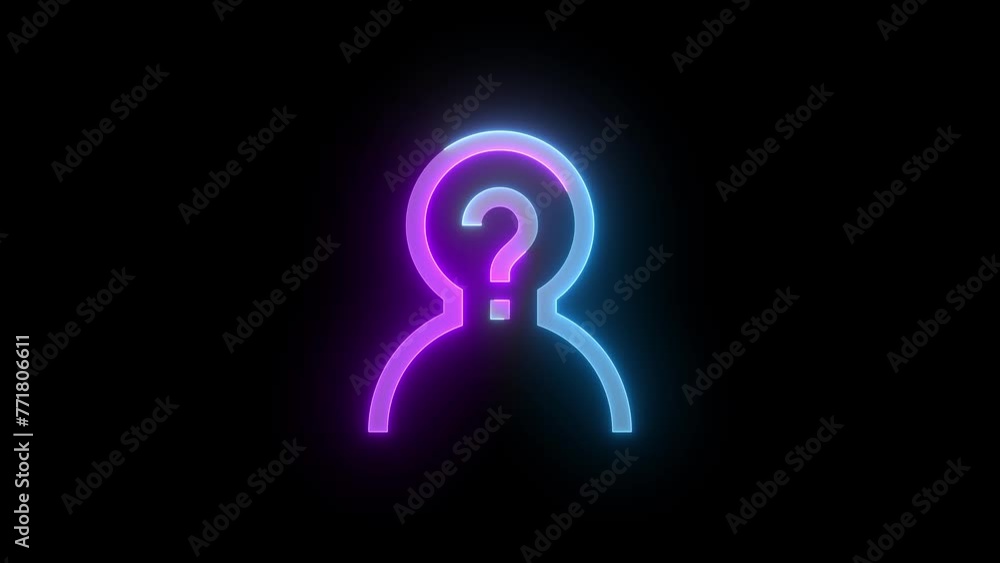 Neon guest user icon cyan purple color glowing animation black background Neon guest user icon cyan purple color glowing animation black background
