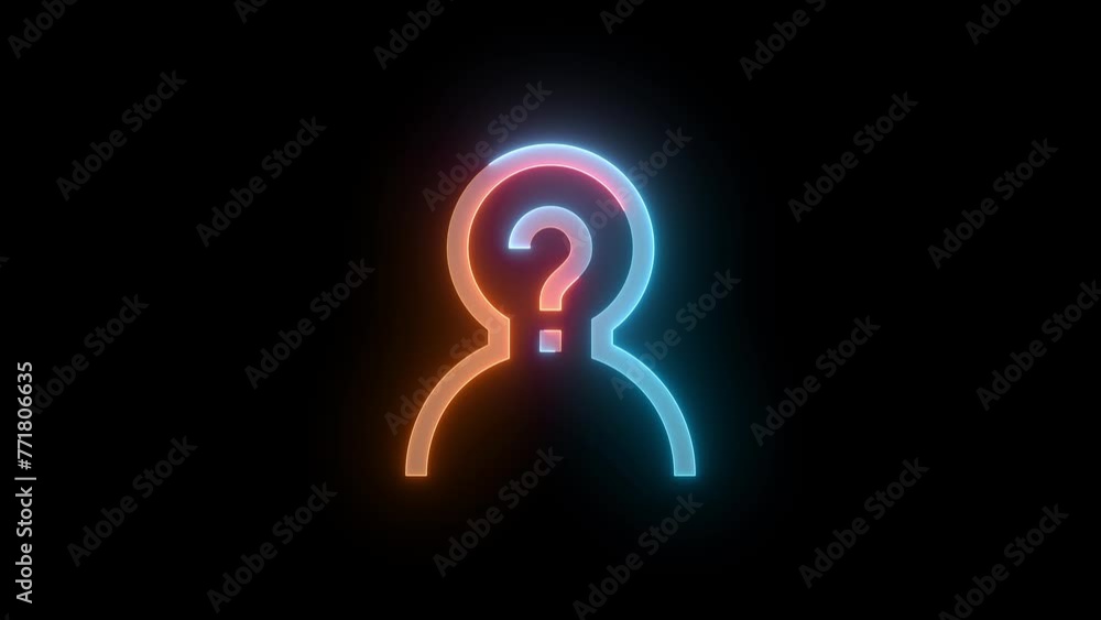 Neon guest user icon brown cyan color glowing animation black background Neon guest user icon brown cyan color glowing animation black background