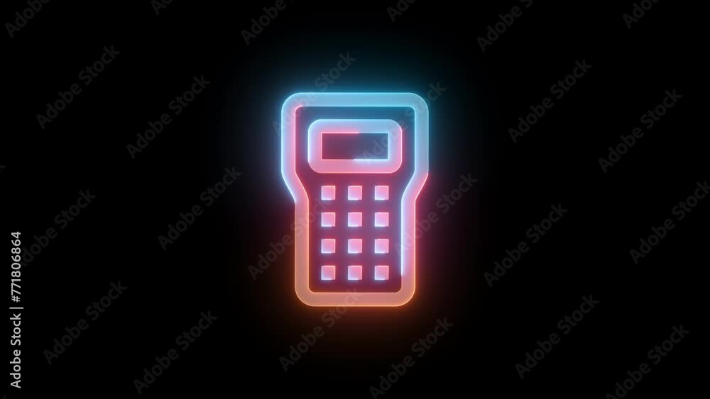Neon PIN pad icon brown cyan color glowing animation black background Neon PIN pad icon brown cyan color glowing animation black background