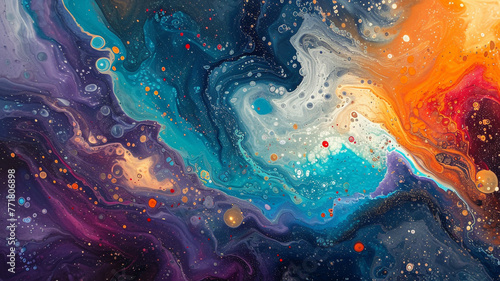 Interstellar dance of blended hues forming a captivating abstract space vista