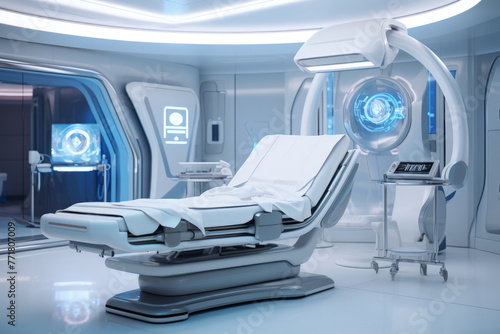 Futuristic Medical Facility with AI-Assisted Diagnosis and Treatment