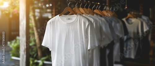 T-shirt Template. Men's Clothing Mock Up with White T-shirt