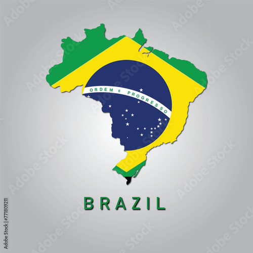Brazil country map with flag