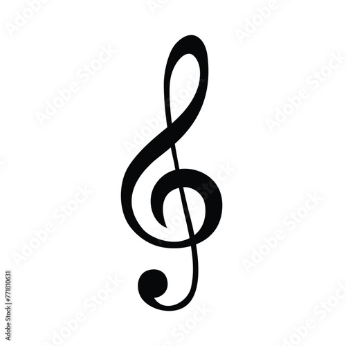 Music logo and note icon with treble clef.
