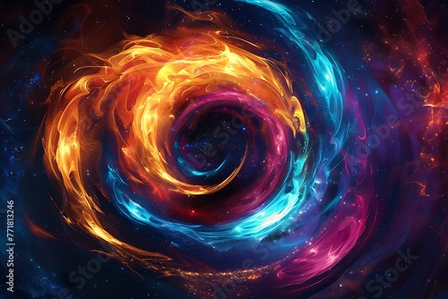 : Fvectors logo, nebula, swirling colors, cosmic energy.