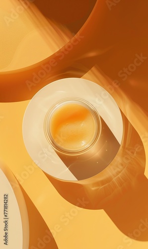 A cup of coffee cast in soft light, creating a tranquil, golden ambiance