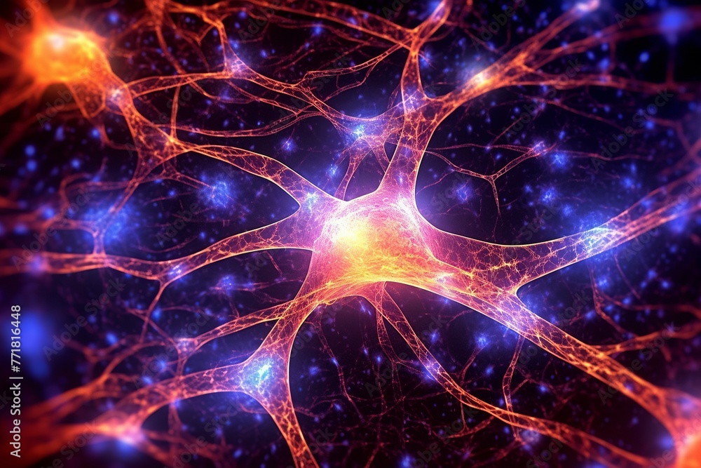 Depict the neural connections as glowing paths or streams of light stemming from the central brain structure, linking various points within. Depict the neural connections as glowing paths or streams of light stemming from the central brain structure, linking various points within.