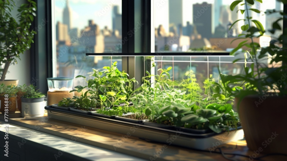 Abundant Green Plants on Window Sill