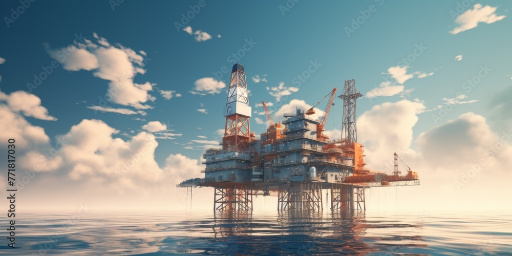 oil rig on water Generative AI