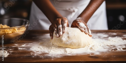 woman kneading dough for baking Generative AI