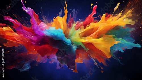 Paint Splash 8k Desktop Wallpape.Splash of color paint, water or smoke on dark background, abstract pattern © hamad