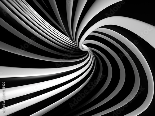 Monochrome lines move swiftly in a tunnel, forming a seamless loop.