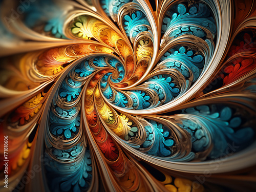 Fractal background is digitally created for various design purposes. photo