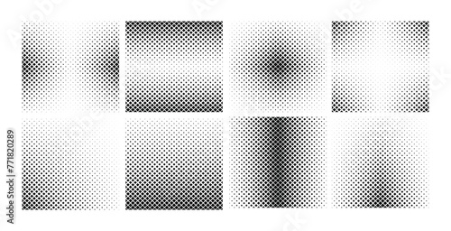 Abstract square halftone icons set. Collection of abstract halftone vector element