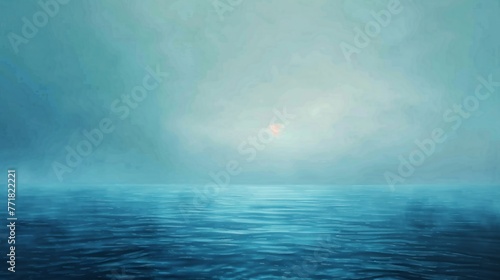 Mesmerizing painting depicting the endless blue horizon of the ocean, enhanced by a single expressive brush stroke of sapphire © Irfanan