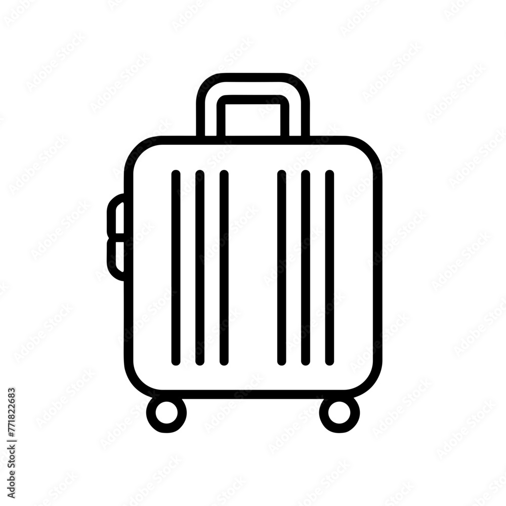Rolling Suitcase Icon, Black Line Art, Travel Luggage Symbol Rolling Suitcase Icon, Black Line Art, Travel Luggage Symbol