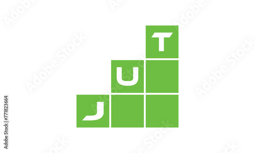 JUT initial letter financial logo design vector template. economics, growth, meter, range, profit, loan, graph, finance, benefits, economic, increase, arrow up, grade, grew up, topper, company, scale