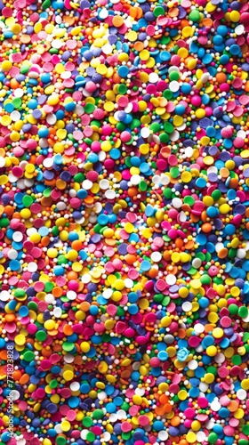 Dynamic array of colorful sprinkles adorning the image, evoking a sense of excitement and delight, perfect for enhancing the visual appeal of confectionery treats and dessert creations.
