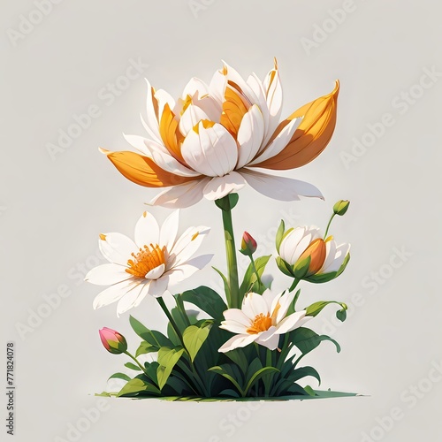 Sunlit Lotus Bloom.  Graceful lotus flowers basking in sunlight  a versatile image for wellness  nature themes  and tranquil design projects.