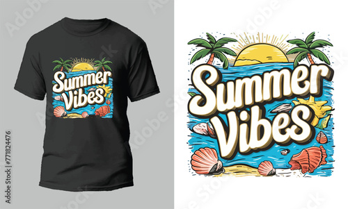 Vector summer colorful graphic t-shirt design summer t-shirt design