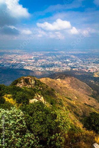 Mountains surrounded by city, Sierra de Guadalupe in the state of Mexico photo