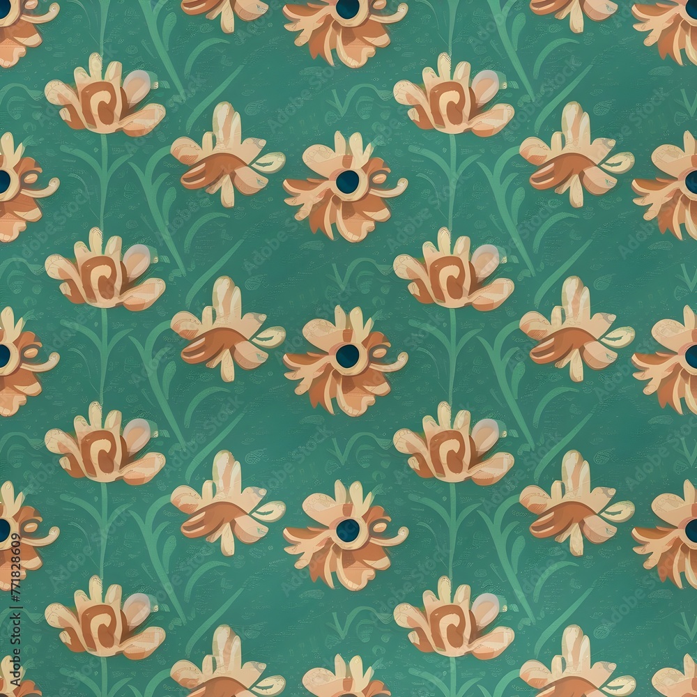 Fototapeta premium Flowers' seamless pattern design