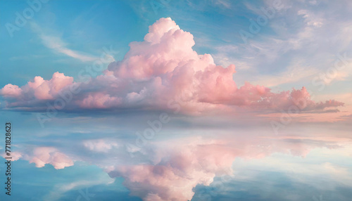 Romantic blue sky with soft pink clouds, ideal for love-themed designs