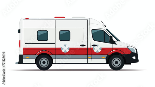 Color silhouette image cartoon ambulance truck with
